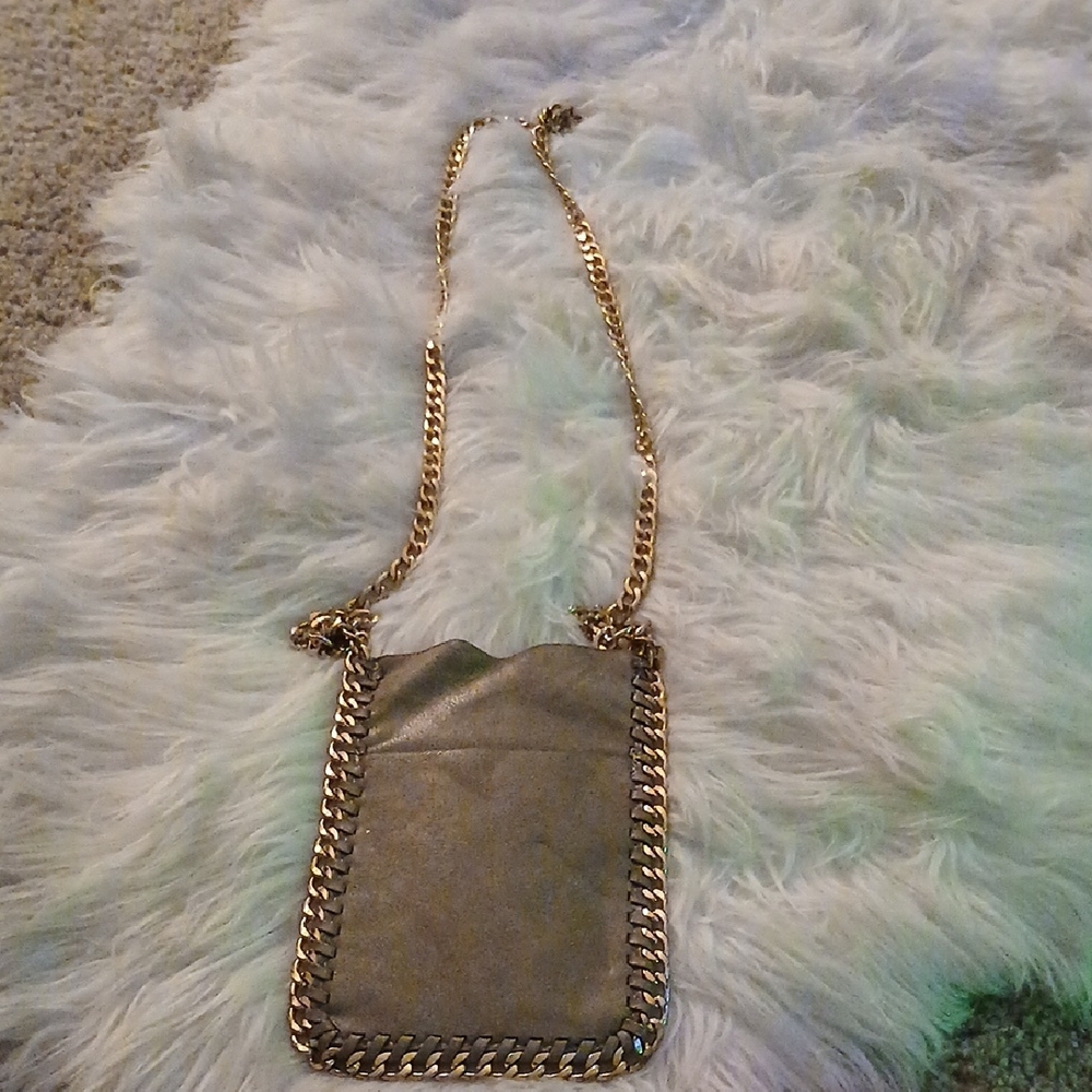 Stylish Chain-Trimmed Gray Bag